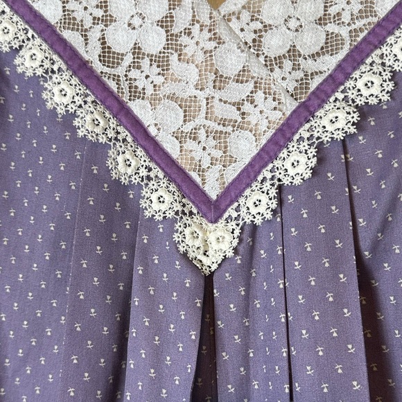 Vintage Bete Inc. Honolulu Kong Lung Co. MuuMuu Maxi Dress Floral Lace Size 12 - Picture 4 of 11